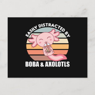 Cartão Postal Chá de Bolhas Axolote Chocolate Doce Animais Boba