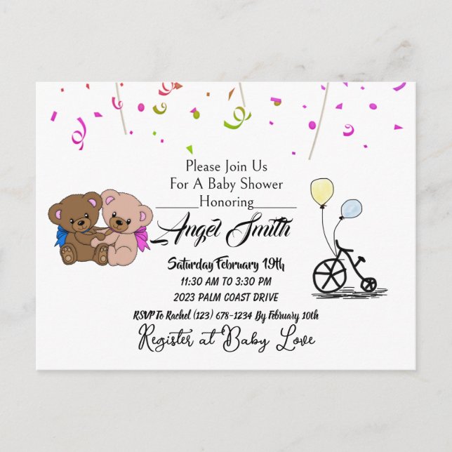 Cartão Postal Chá de fraldas (Frente)