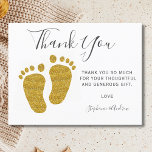 Cartão Postal Chá de fraldas Amarelo de Pés-Bebês - Obrigado<br><div class="desc">Este Cartões de agradecimentos de Chá de fraldas é decorado com a tipografia moderna e os pés agudos de bebês amarelos. Facilmente personalizável com sua mensagem. Design original © Michele Davies.</div>