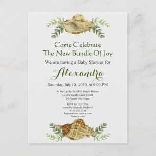 Cartão Postal Chá de fraldas Costeiro de Grelha de Seashell