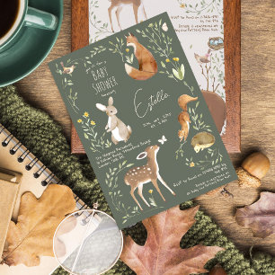 Cartão Postal Chá de fraldas de Amigos da Floresta de Animais da