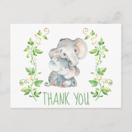 Cartão Postal Chá de fraldas De Animais De Zoo Elefante Obrigado