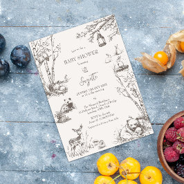 Cartão Postal Chá de fraldas de animais florestais de orçamento