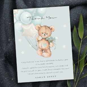 Cartão Postal Chá de fraldas de Balão de Espera de Urso Azul Bon