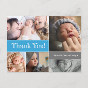 Cartão Postal Chá de fraldas de colagem de fotos personalizadas 