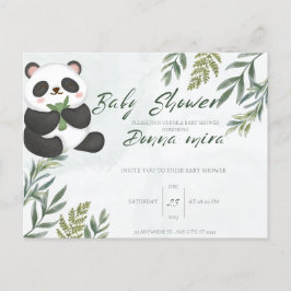 Cartão Postal chá de fraldas de convite, animal, panda