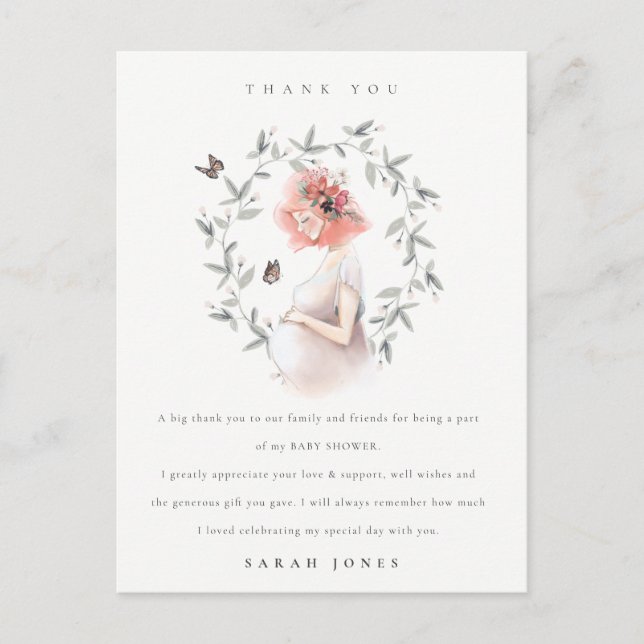 Cartão Postal Chá de fraldas De Folhagem Para Mulheres Esperante (Frente)