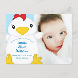 Cartão Postal Chá de fraldas de frango azul