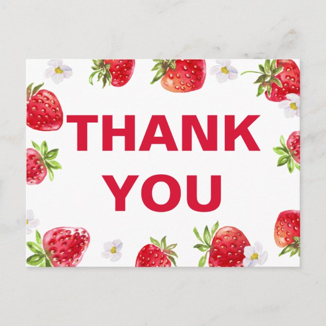 Cartão Postal Chá de fraldas de Fruta de morango de Verão (Frente)