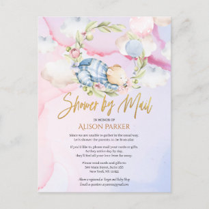 Cartão Postal Chá de fraldas de Garoto de Urso de Teddy da Flore