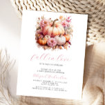 Cartão Postal Chá de fraldas de Menina Floral Rosa<br><div class="desc">Este doce convite para chás de fraldas apresenta uma imagem aquosa de um grupo de abóboras em tons pastéis, cercados por flores cor-de-rosa. Abaixo, as palavras "apaixonar-se" aparecem num elegante guião cor-de-rosa. Personalize o texto com o nome da futura mãe no script cor-de-rosa e os detalhes na fonte serif de...</div>