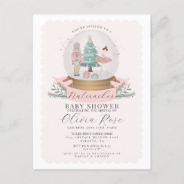 Cartão Postal Chá de fraldas de Pastel Pink de Noz-de-Natal