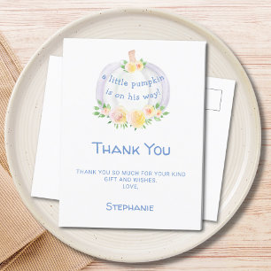 Cartão Postal Chá de fraldas de Pumpkin Bly Obrigado