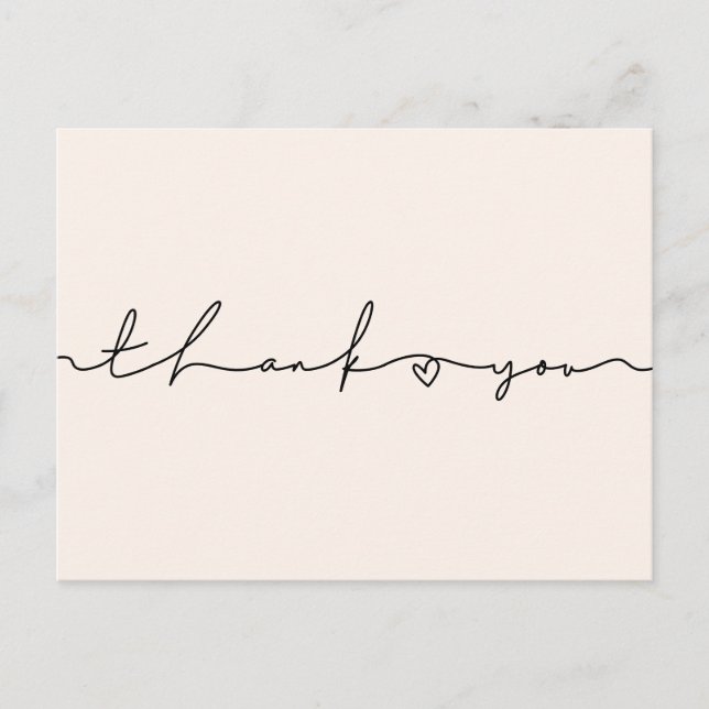 Cartão Postal Chá de fraldas de script branco bonito Obrigado (Frente)