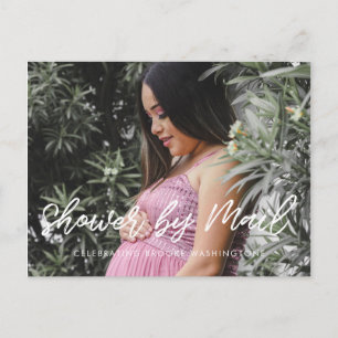 Cartão Postal Chá de fraldas de tipografia moderna por email