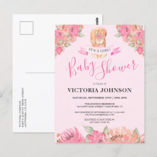 Cartão Postal Chá de fraldas de Woodland de Esquilo Floral do Sw