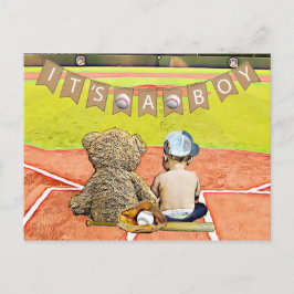 Cartão Postal Chá de fraldas do Beisebol Themed Boy