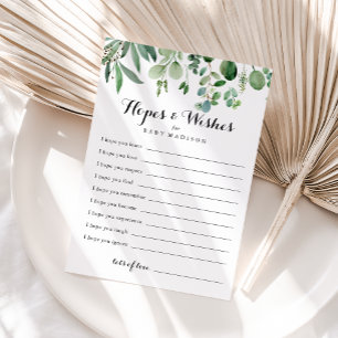 Cartão Postal Chá de fraldas Eucalyptus verde espera e deseja um