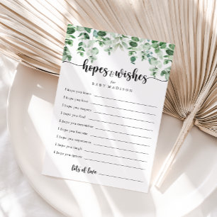 Cartão Postal Chá de fraldas Eucalyptus verde espera e deseja um