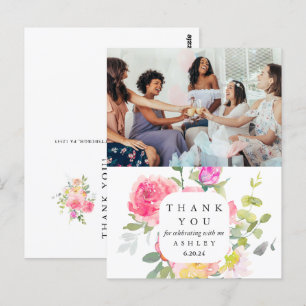 Cartão Postal Chá de fraldas Floral Obrigado Foto