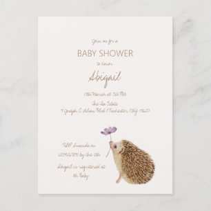 Cartão Postal Chá de fraldas Florestal Hedgehog Woodland