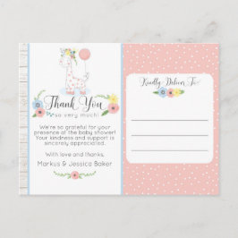 Cartão Postal Chá de fraldas Giraffe Floral Bonito Obrigado Foto