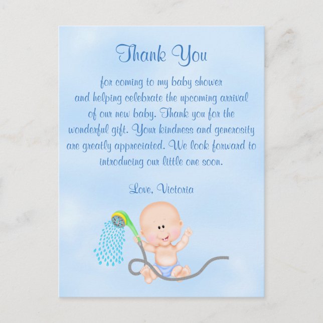 Cartão Postal Chá de fraldas, obrigado. É um menino (Frente)