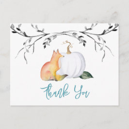 Cartão Postal Chá de fraldas Obrigado Postcard Pumpkin & Fox