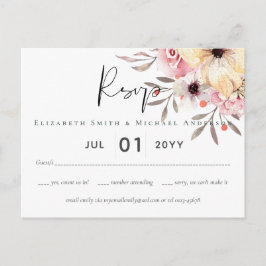 Cartão Postal CHÁ DE FRALDAS Pink Peach Floral do ORÇAMENTO