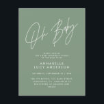 Cartão Postal Chá de fraldas sage verde elegante moderno<br><div class="desc">Chá de fraldas moderno de convite de festas elegante verde-sábio. Design ideal neutro em termos de gênero.</div>