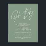 Cartão Postal Chá de fraldas sage verde elegante moderno<br><div class="desc">Chá de fraldas moderno de convite de festas elegante verde-sábio. Design ideal neutro em termos de gênero.</div>