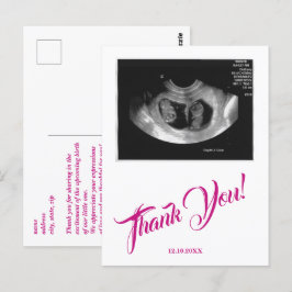 Cartão Postal Chá de fraldas Ultrassom Garota Rosa, Obrigado.