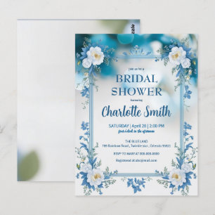 Cartão Postal chá de noiva antigo Chinoiserie azul e branco