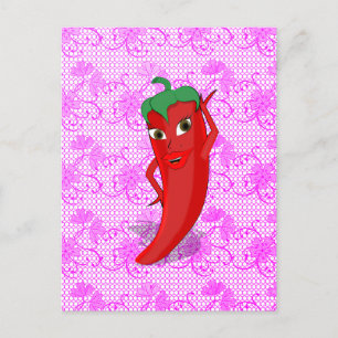 Cartão Postal Chá de Noiva Fiesta Com Diva Pimenta Vermelha Quen