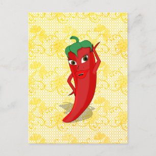 Cartão Postal Chá de Noiva Fiesta Com Pimenta Vermelha e Quente