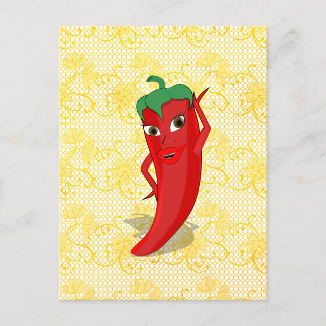 Cartão Postal Chá de Noiva Fiesta Com Pimenta Vermelha e Quente  (Frente)