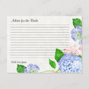 Cartão Postal chá de panela Advice Bride Azul Hydrangea Floral