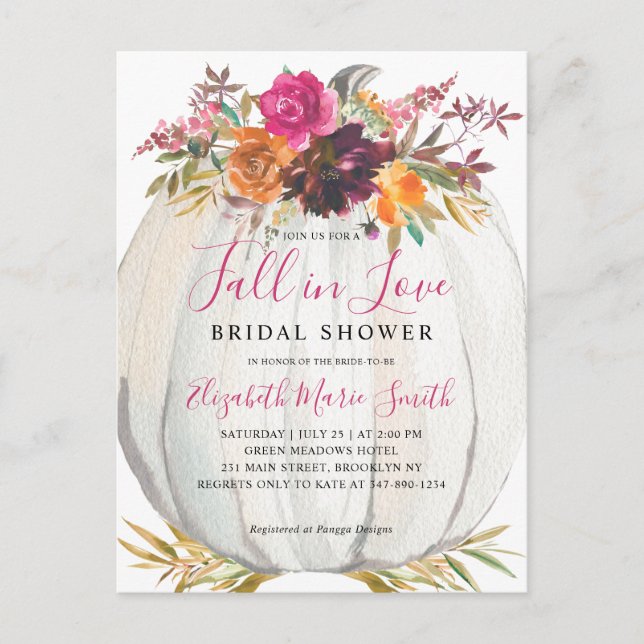 Cartão Postal Chá de panela de Abóbora Floral Púrpura (Frente)