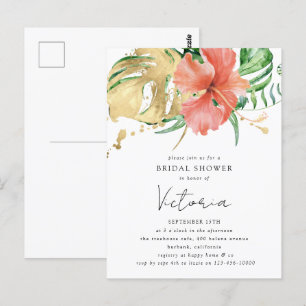Cartão Postal Chá de panela de Casamento de Destino Floral Tropi