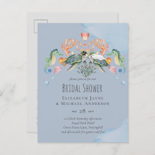 Cartão Postal Chá de panela de Casamento de Tartarugas do Mar