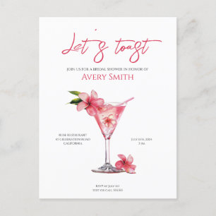 Cartão Postal Chá de panela de Flores de Cocktails Rosa
