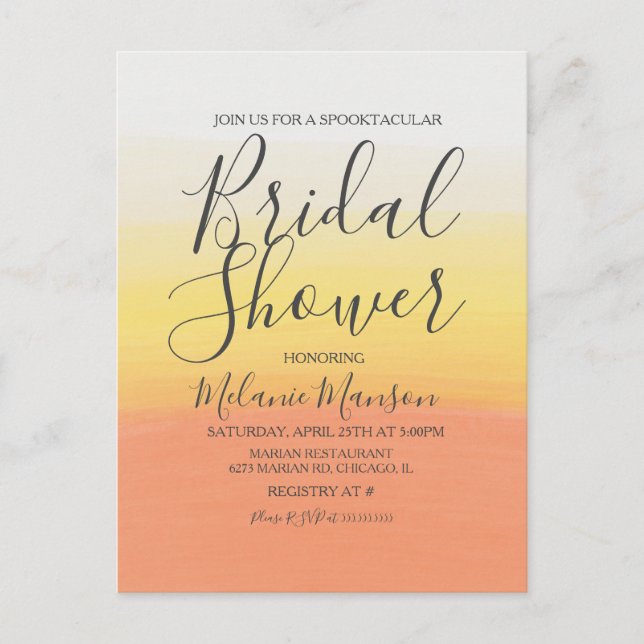 Cartão Postal Chá de panela de milho doce do Halloween (Frente)