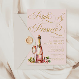 Cartão Postal Chá de panela Elegante Floral Prosecco