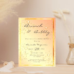 Cartão Postal Chá de panela esfrega bolhas bolhas de ouro convit<br><div class="desc">Um cartão de chá de panela fascinante. Um fundo colorido gradiente de ouro, com letras de cinza escuras. O texto: Brunch & Bubble e o nome da noiva é escrito com um moderno script de estilo manchado. Modelos para informações sobre a sua parte. Decorado com bolhas de ouro e um...</div>