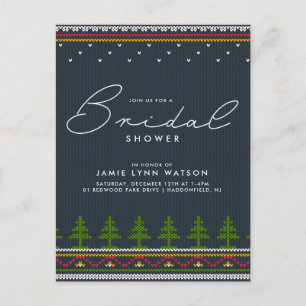 Cartão Postal CHÁ DE PANELA Knit Azul Árvore De Natal