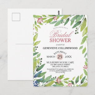 Cartão Postal Chá de panela rosa bonito Primavera branco
