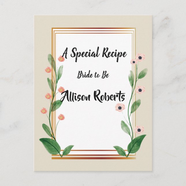 Cartão Postal Chá de panela sofisticado clássico e elegante (Frente)