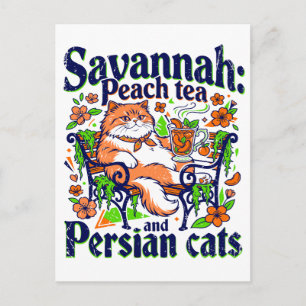 Cartão Postal Chá de Pêssego de Savannah e Gatos Persas