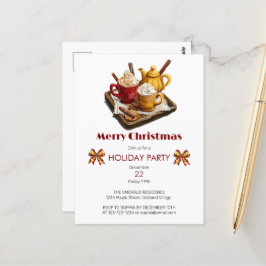Cartão Postal chá festivo de férias e choco quente de Natal