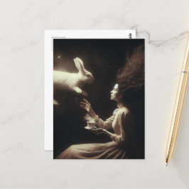 Cartão Postal Chá Magical Surreal Com Coelho Branco